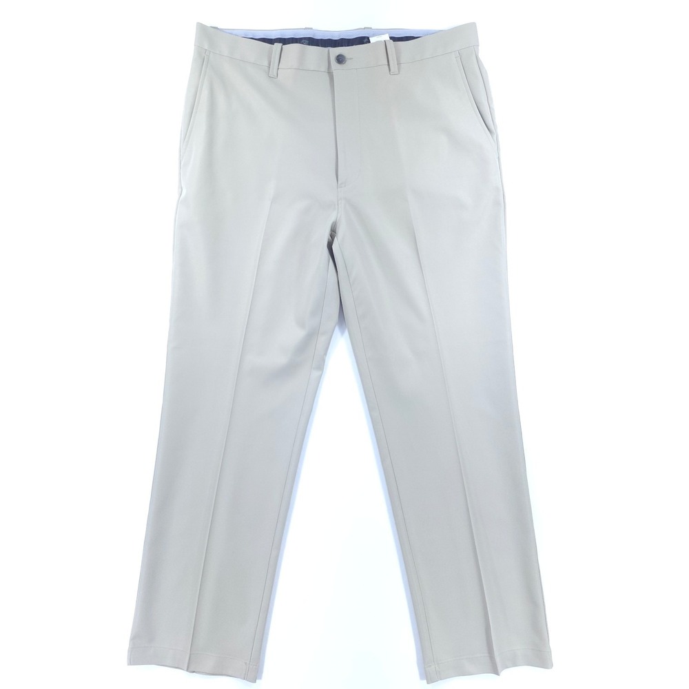 Callaway Mens Golf Pants 36x30 Khaki Tan Flat Front Performance Polyester
